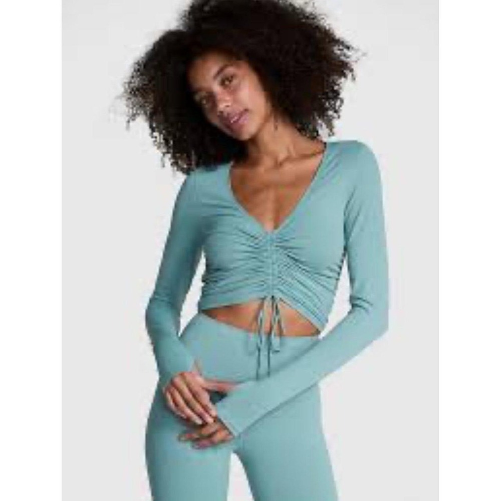 Womens PINK Victoria's Secret Relay Ruched Long-Sleeve Top Shirt